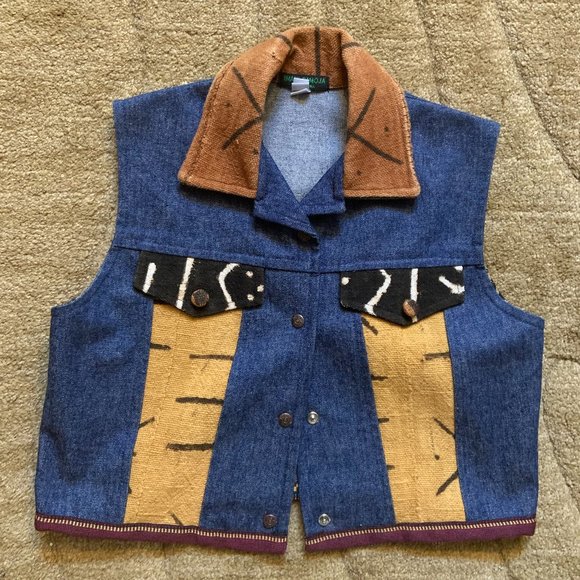 NWOT - Denim And Mudcloth Unisex Vest - Picture 1 of 4